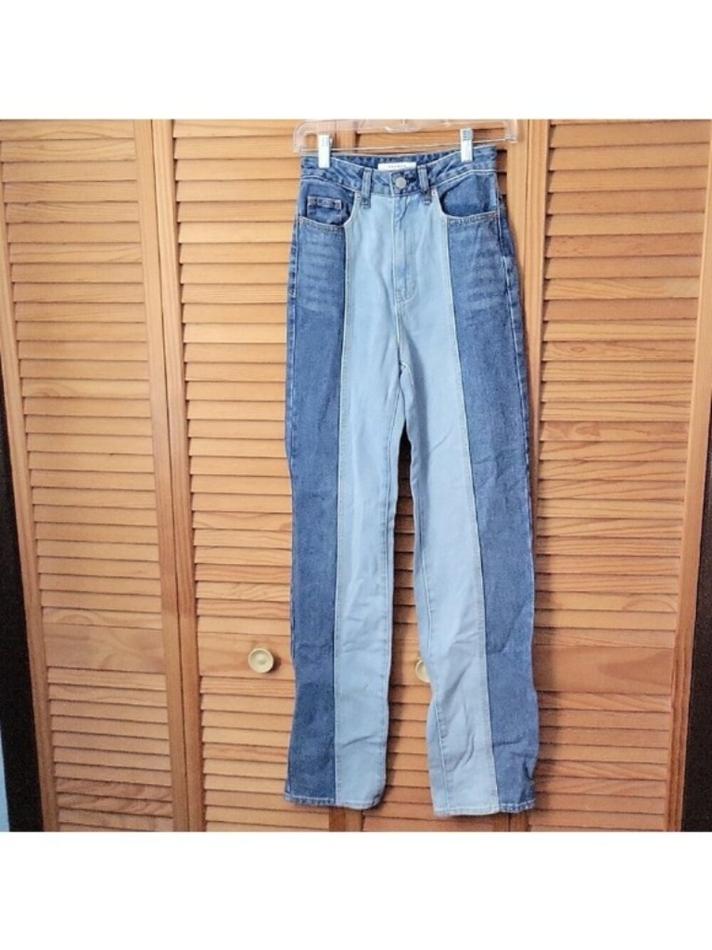 PacSun 90’s Boyfriend Jeans Two-Tone Patchwork Denim High Rise Size 24 = Size 0